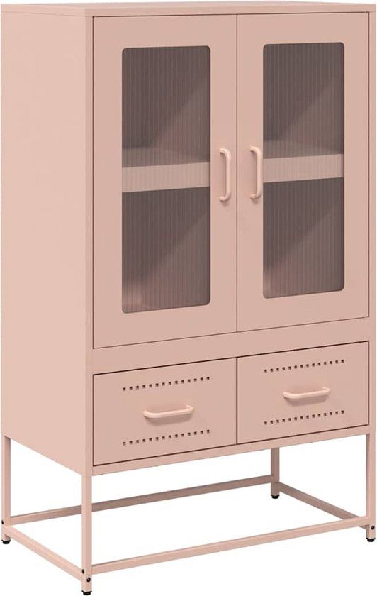 vidaXL Hoge kast 68x39x111,5 cm staal roze