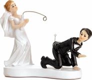 PartyDeco Cake Topper Pas Gehuwden met Hengel - Bruidstaart decoratie met humor