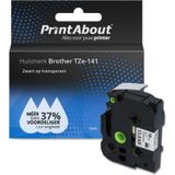 PrintAbout Brother TZe-141 Tape Zwart op transparant (18 mm)