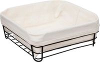 5Five - Broodmand Bistro - metaal/stof - vierkant - zwart/creme wit - 25 x 10 cm