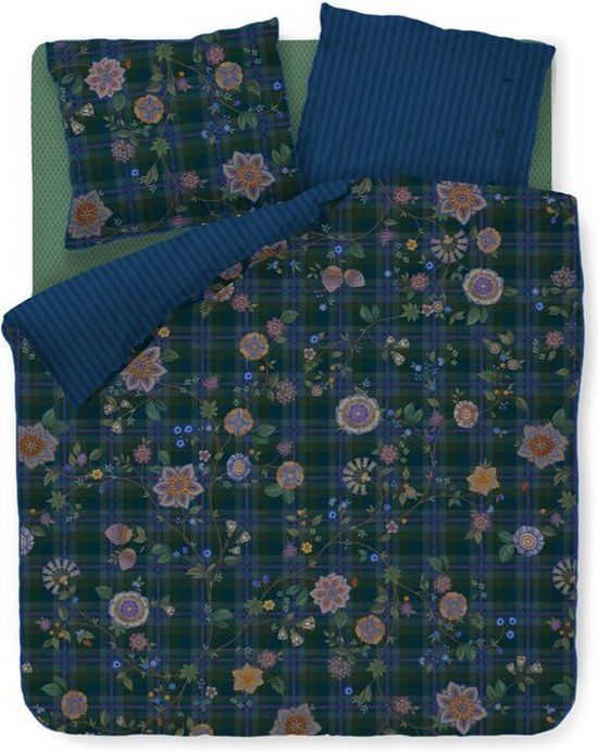 Pip Studio Flores Felices Dekbedovertrek - Donker Blauw - Lits-jumeaux