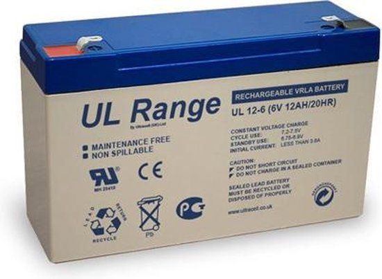 Ultracell UL 6v 12000mah VRLA/Leadbattery - 7106625802951