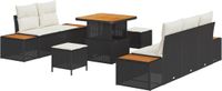 vidaXL Tuinbank Set 8 st Zwart poly rattan