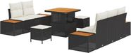 vidaXL Tuinbank Set 8 st Zwart poly rattan