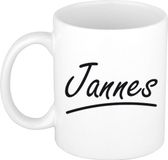 Bellatio Decorations Jannes Naam koffiemok - wit - 300 ml