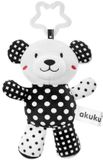 AKUKU Pluche rammelaar teddybeer zwart-wit 13cm