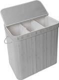 Merkloos Relaxdays Wasmand - 150 l - 3 vakken - opvouwbaar - bamboe