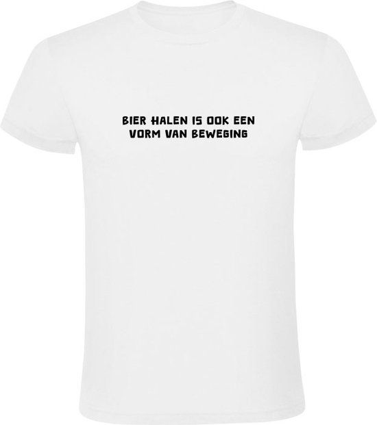 Sol's Heren T-shirt - Bier halen is ook een vorm van beweging - XXL - Wit
