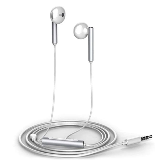 Huawei Honor AM116 Oortjes met Microfoon en Controls - 3 5mm AUX Oordopjes Wired Earphones Zilver