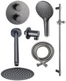 FortiFura Calvi Inbouw Regendoucheset - Rond - Thermostatisch - Geborsteld Gunmetal