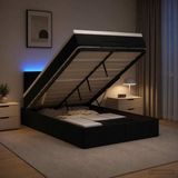 vidaXL Ottomaanse Bed met Matras en LED Zwart 120 x 190 cm fluweel