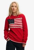 Superdry Athletic Essentials Americana Flag Crewneck Trui Dames Rood Polyester/Katoen