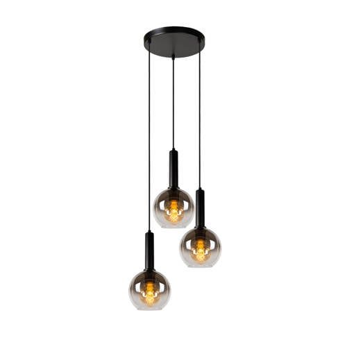 Lucide MARIUS Hanglamp - Ø 48,5 cm - 3xE27 - Zwart - Glas