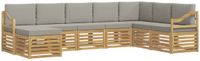 vidaXL - Hoek loungeset - 8 zitplekken - Wit en lichtgrijs - Polyester