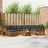 vidaXL Hoek loungeset 8 zitplaatsen Natuurlijk en Antraciet Acacia Hout