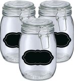 Zeller Weckpot/inmaakpot - 4x - 1L - glas - met beugelsluiting - incl. etiketten
