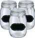 Zeller Pot de conservation/pot de conserve - 4x - 1L - verre - avec fermeture à levier - étiquettes comprises