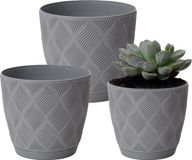 Plastique Pot de fleurs set New Age - 3x stuks - plastique - gris platine - avec soucoupe