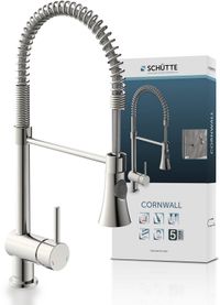 SCHÜTTE Cornwall Design Robinet de cuisine - Mitigeur - Bec pivotant avec ressort hélicoïdal - Aspect inox