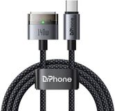 DrPhone MagLine USB-C naar MagSafe 3 Kabel – 140W PD3.1 Snelladen – 2 Meter – Zwart