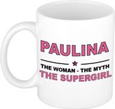 Bellatio Decorations Naam cadeau Paulina - The woman, The myth the supergirl koffie mok / beker 300 ml - Oudroze Keramiek