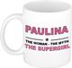 Bellatio Decorations Naam cadeau Paulina - The woman, The myth the supergirl koffie mok / beker 300 ml - Oudroze Keramiek