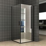 Wiesbaden Uni Douchecabine - 90x90x200cm - Mat Zwart - 2 Draaideuren - Helder Glas - 8mm - NANO
