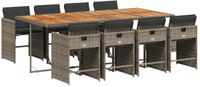 vidaXL 9-delige tuinset met kussens, polyrattan, grijs