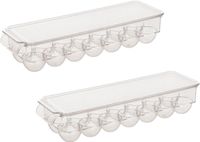5five Boîte à œufs - 2x - organisateur de réfrigérateur porte-œufs - 14 œufs - transparent - plastique - 37 x 11 cm