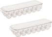 5five Boîte à œufs - 2x - organisateur de réfrigérateur porte-œufs - 14 œufs - transparent - plastique - 37 x 11 cm