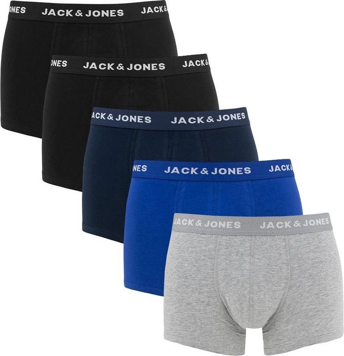 Jack & Jones boxershort (set van 5) - zwart, blauw, grijs