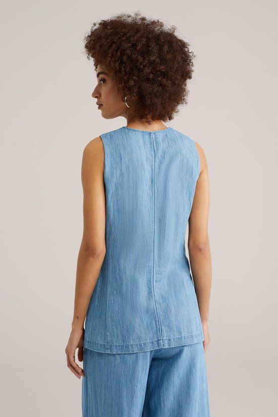 WE Fashion Dames denim gilet van linnenmix