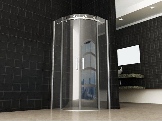 Wiesbaden Linea Uno Kwartronde Douchecabine 90x90 cm - Schuifdeuren - Antikalk - Helder Glas
