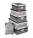 Five Metalen opbergdozen met handgrepen en hoeken, etnische stijl, 6 stuks