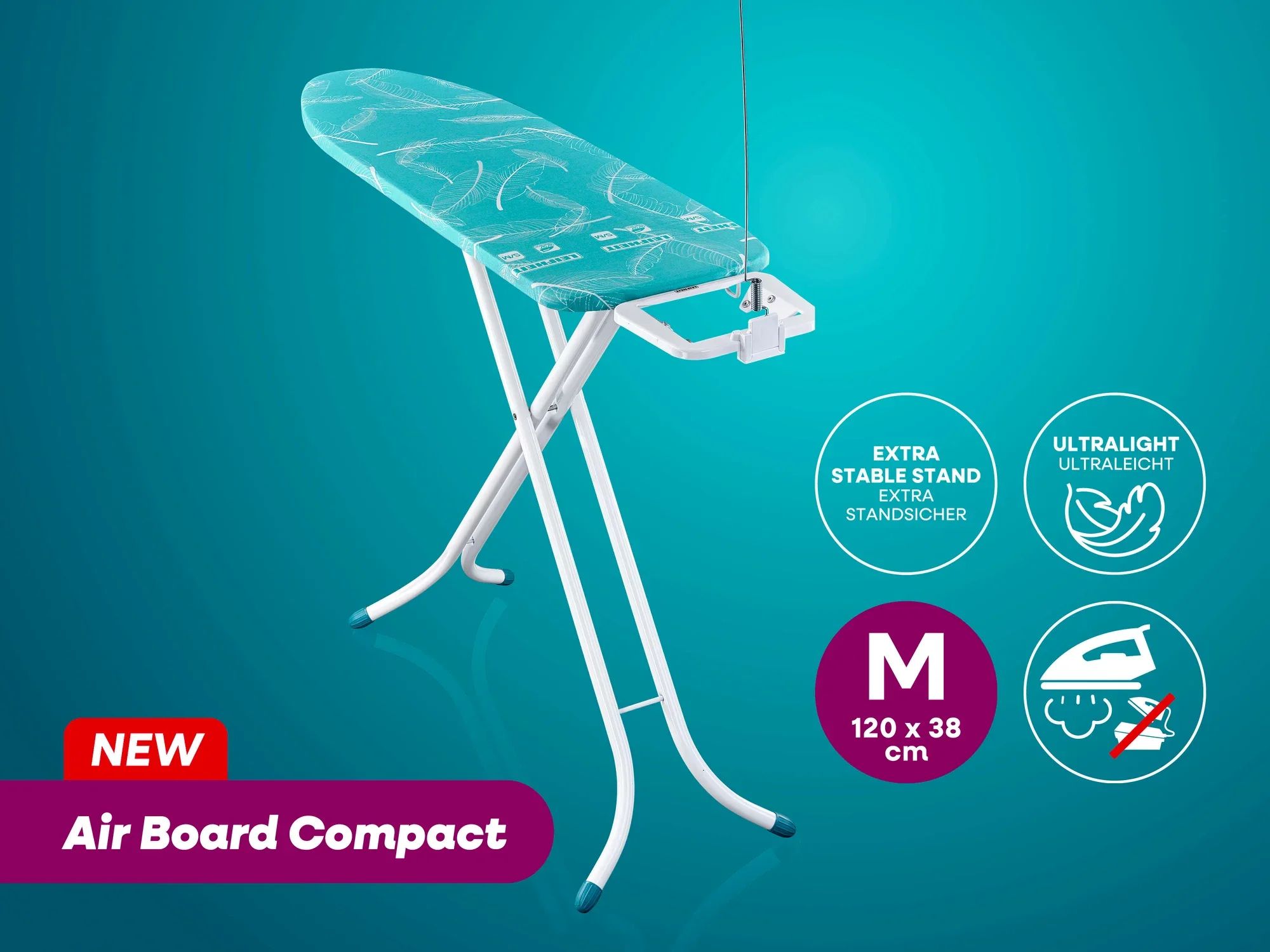 Leifheit AirBoard Compact M Strijkplank - 120 x 38 cm - Blauw/Wit