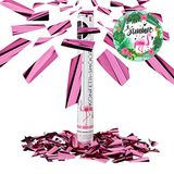 Relaxdays party popper, 40 cm, metallic folie, voor geboorte, vrijgezellenfeest, confetti kanon, confettitube, roze