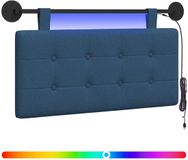vidaXL - Hangend hoofdbord - Met LED-verlichting - Blauw - Stof
