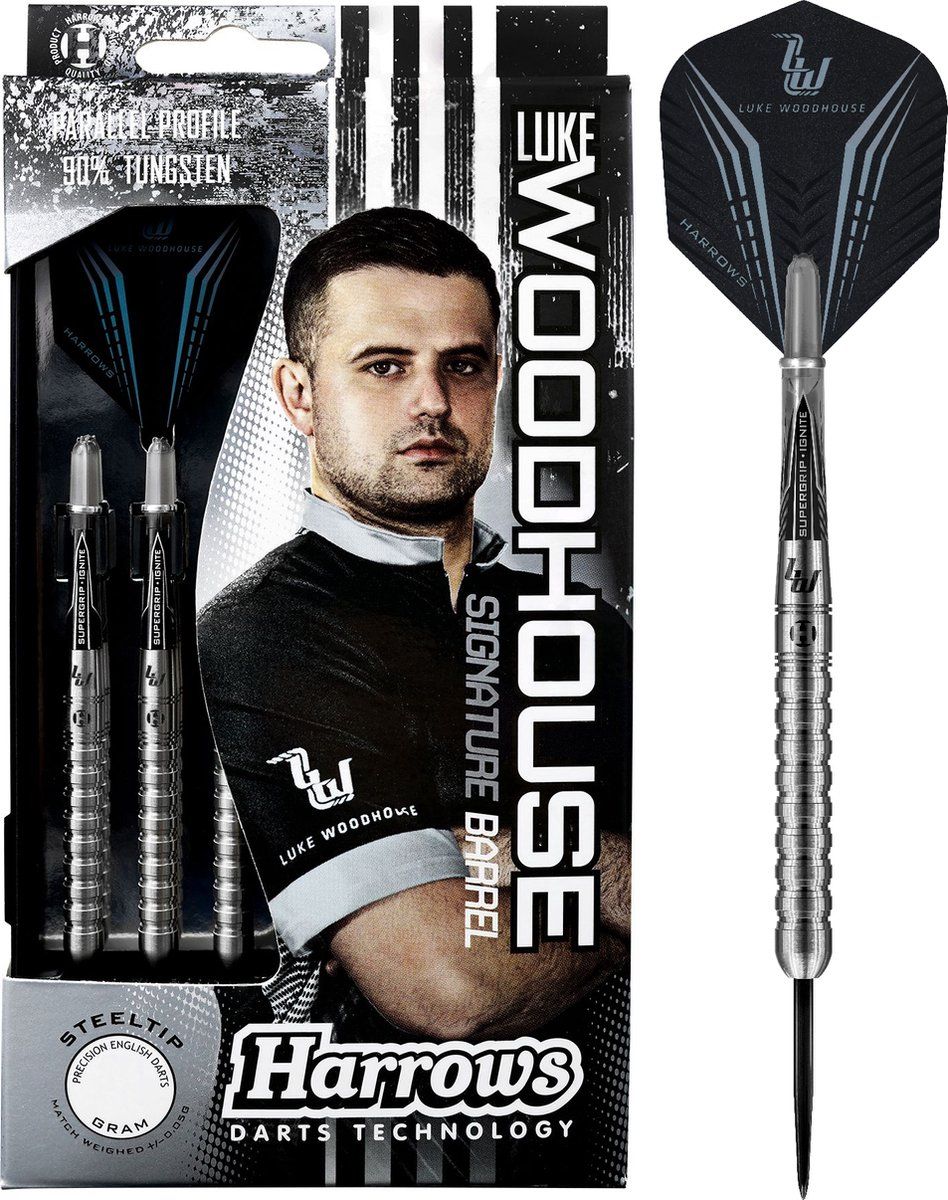 Harrows Luke Woodhouse 90% Dartpijlen - 21 Gram - Zilver