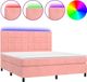 vidaXL Boxspringbed met matras en LED-verlichting, roze, 160x200 cm, fluweel