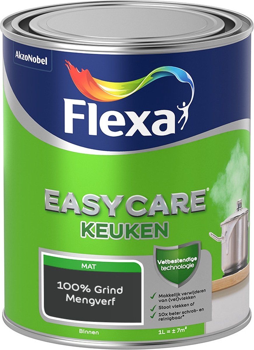 FLEXA Easycare Muurverf - Keuken - Mat - Mengkleur - 100% Grind - 1 liter - 8711113223584