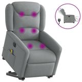 vidaXL Sta-op-massagestoel elektrisch verstelbaar stof lichtgrijs