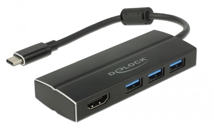 Delock USB-C Docking Station - HDMI, 3x USB-A, Black