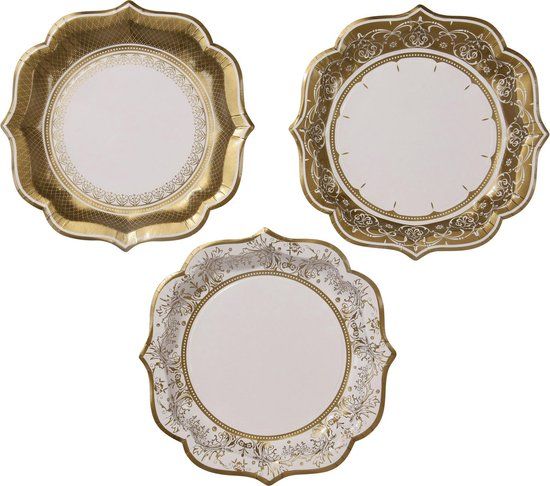 Talking Tables Party Porcelain Wegwerp Bordjes - Goud - 22 cm - 12 stuks
