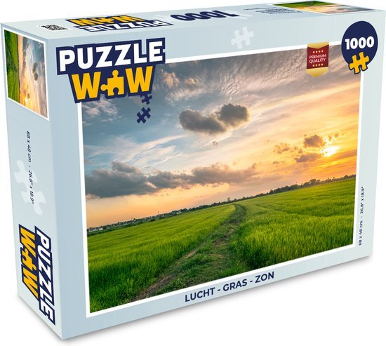 MuchoWow Puzzel Lucht - Gras - Zon - Legpuzzel - Puzzel 1000 stukjes volwassenen