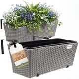 Casaria Polyrattan Bloembak – 2 Stuks Incl. Ophangbeugels - Grijs