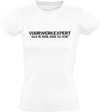 Sol's Vuurwerkexpert "Als ik ren, ren jij ook" Dames T-shirt - Wit - XL