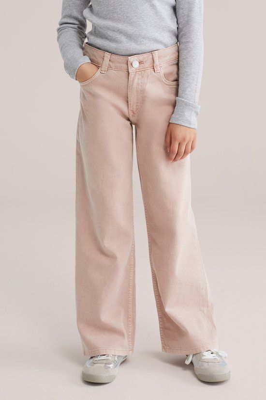 WE Fashion Meisjes wide leg jeans roze
