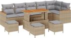 vidaXL Tuinbank Set 6 zitplekken Beige Polyrattan