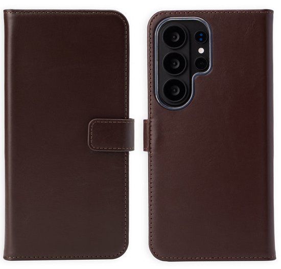 Selencia Echt Lederen Bookcase voor de Samsung Galaxy S26 Ultra - Bruin