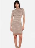 Guess Gebreide midi-jurk met beige 4G-logo